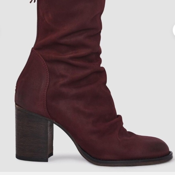 Free People Elle Block Heel Boots in Bordeaux Nubuck sz 37 (7) NWT - Picture 9 of 10